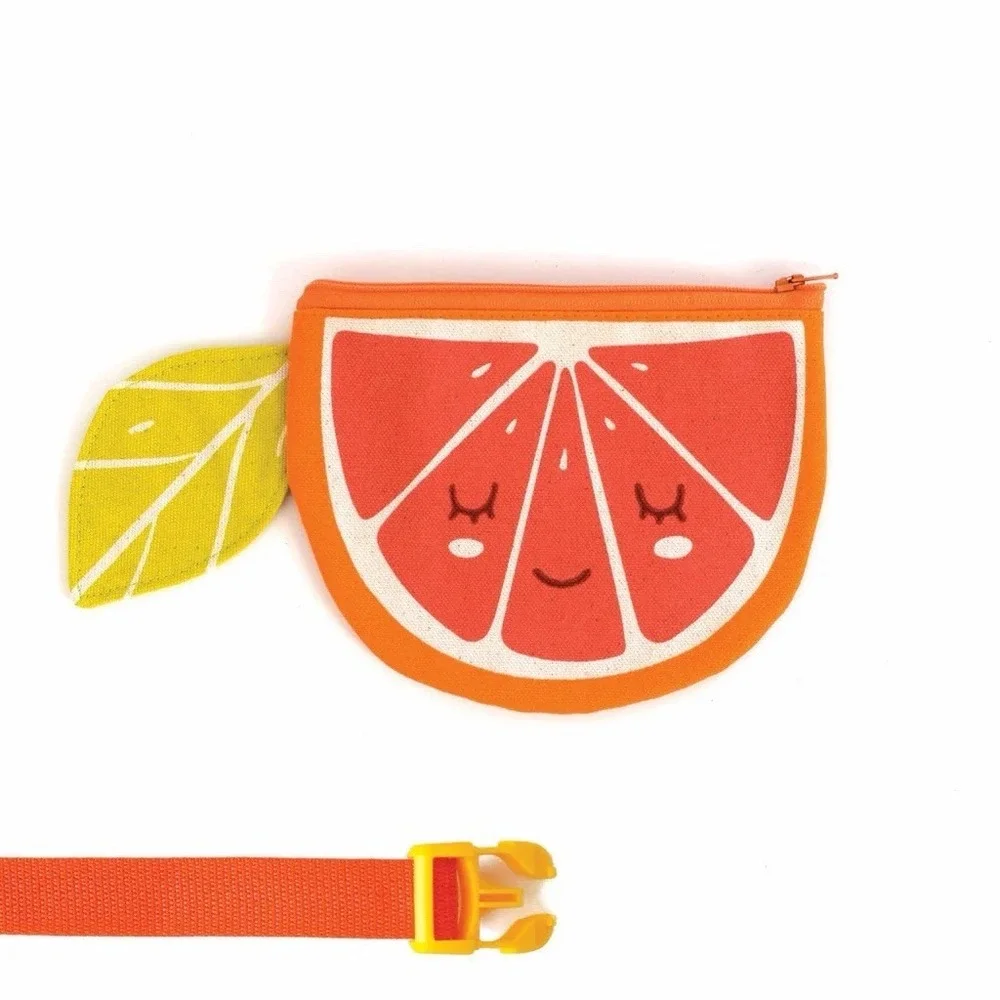 Lovelane‎ Citrus Slice Waist Bag Kids Belt Bag Orange Fruit Canvas Fanny Pack